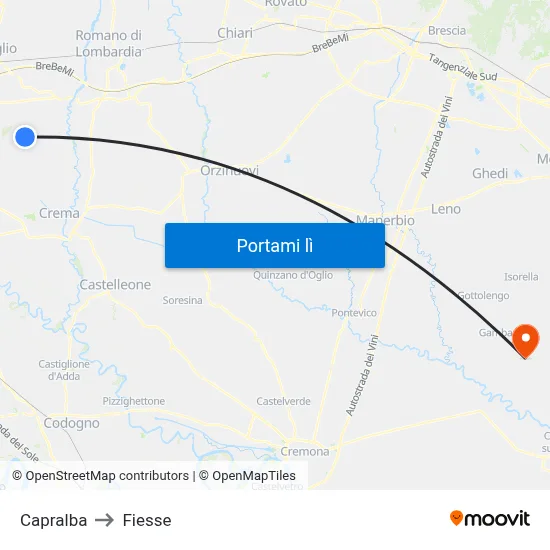 Capralba to Fiesse map