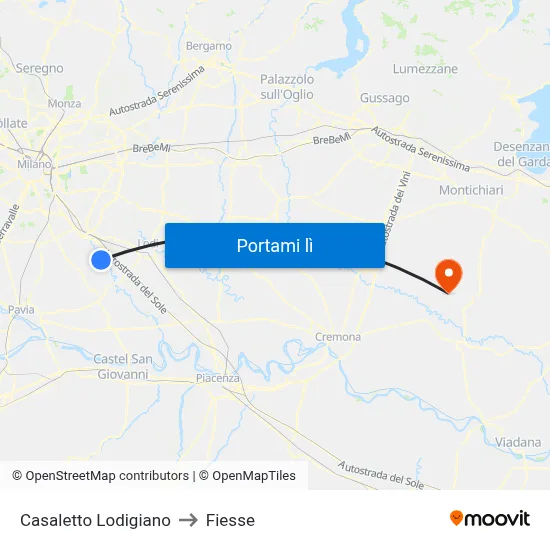 Casaletto Lodigiano to Fiesse map
