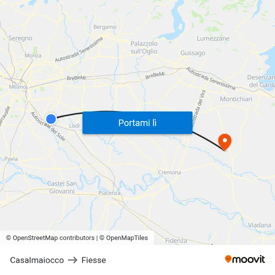 Casalmaiocco to Fiesse map