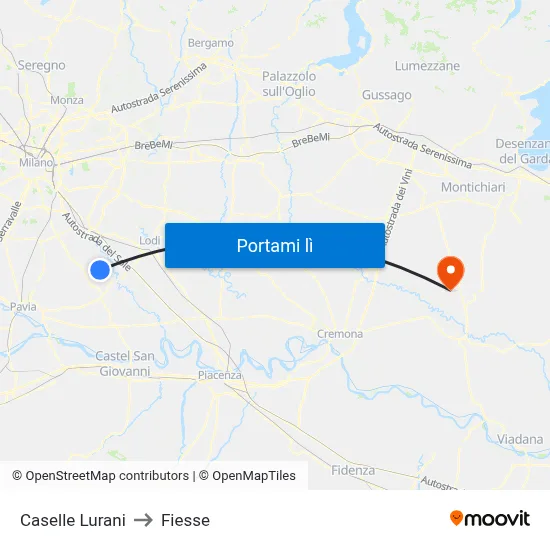 Caselle Lurani to Fiesse map