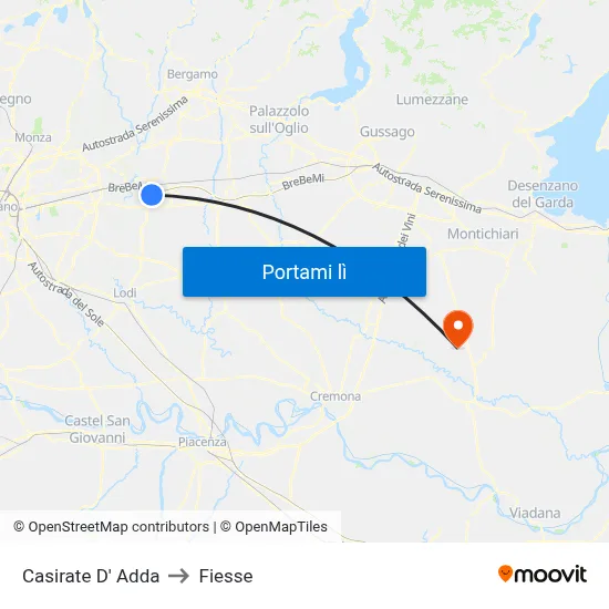 Casirate D' Adda to Fiesse map