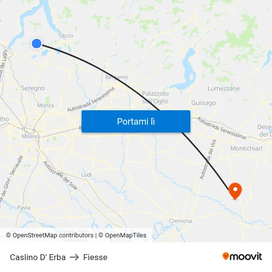 Caslino D' Erba to Fiesse map
