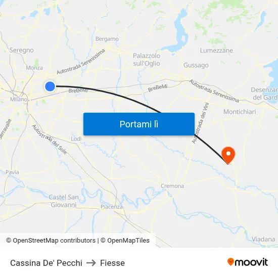 Cassina De' Pecchi to Fiesse map