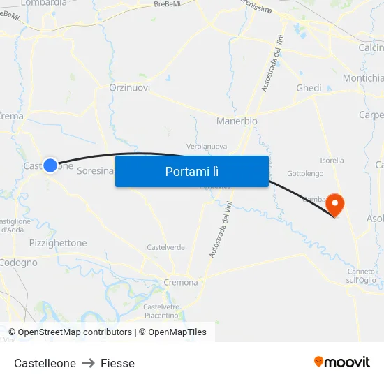 Castelleone to Fiesse map