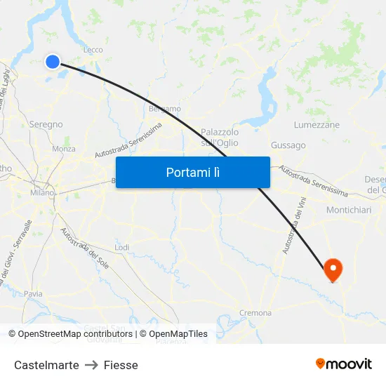 Castelmarte to Fiesse map