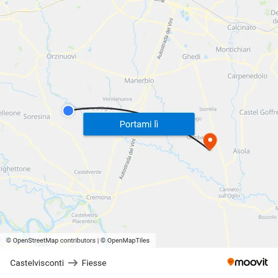 Castelvisconti to Fiesse map