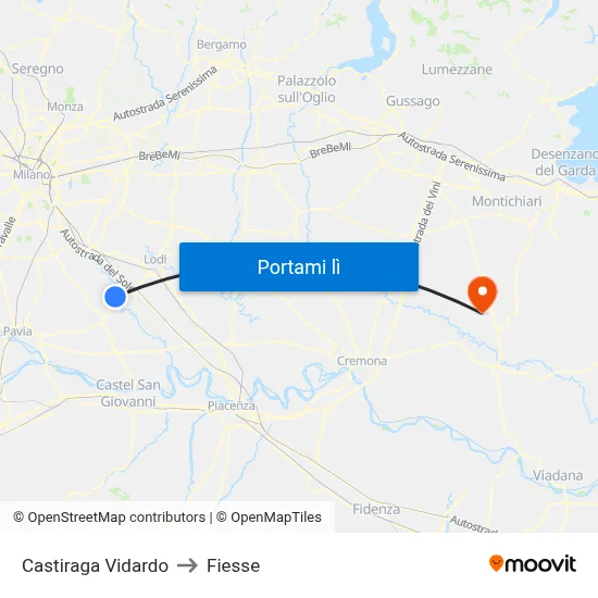 Castiraga Vidardo to Fiesse map