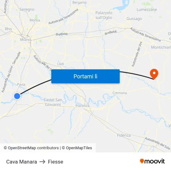 Cava Manara to Fiesse map