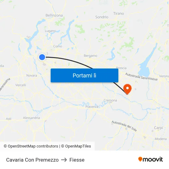 Cavaria Con Premezzo to Fiesse map