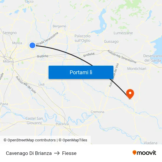 Cavenago Di Brianza to Fiesse map