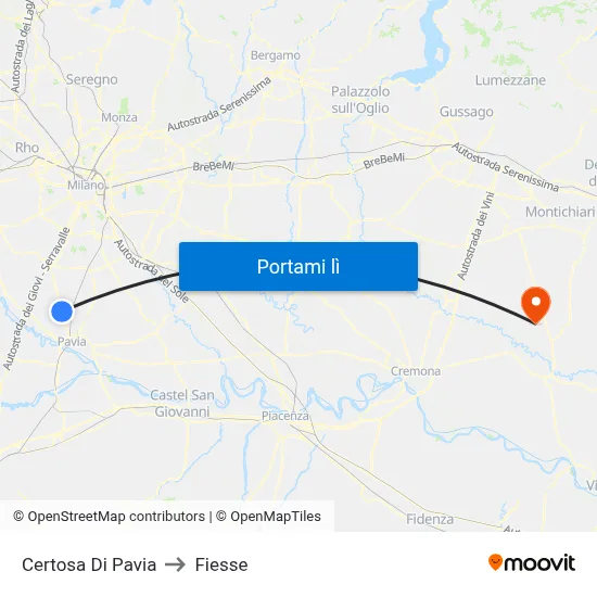 Certosa Di Pavia to Fiesse map