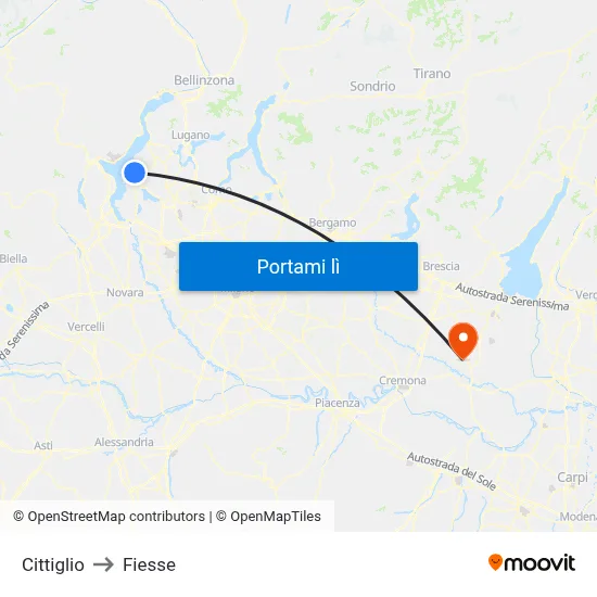 Cittiglio to Fiesse map