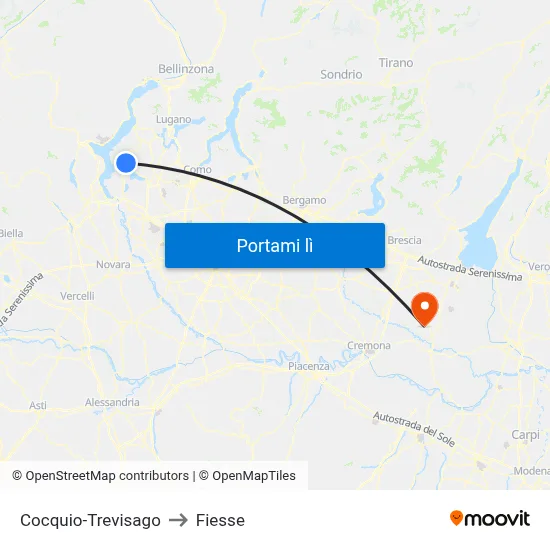 Cocquio-Trevisago to Fiesse map