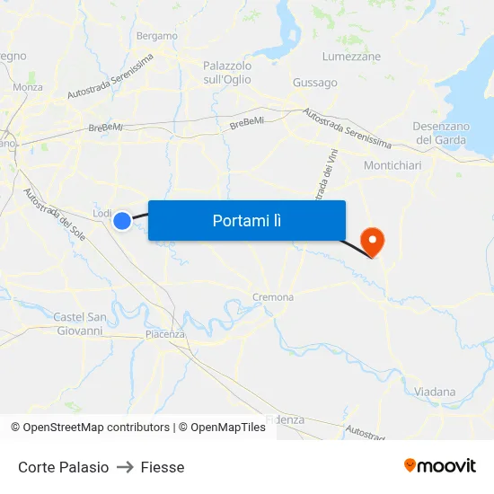 Corte Palasio to Fiesse map