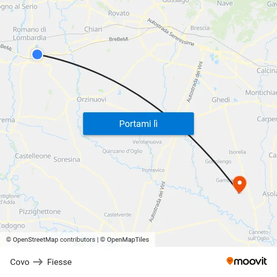 Covo to Fiesse map