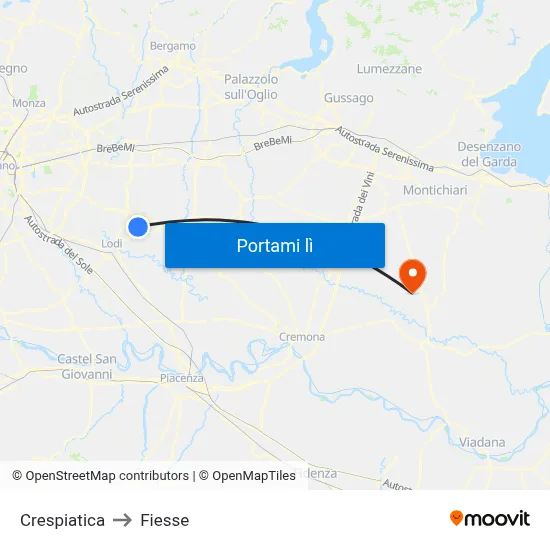 Crespiatica to Fiesse map