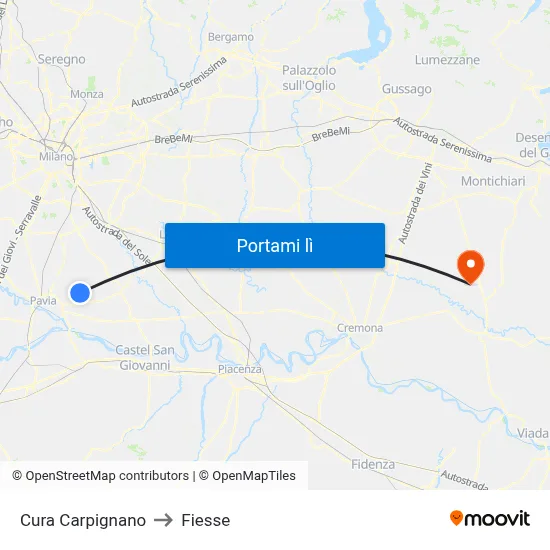 Cura Carpignano to Fiesse map