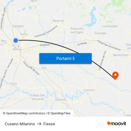 Cusano Milanino to Fiesse map
