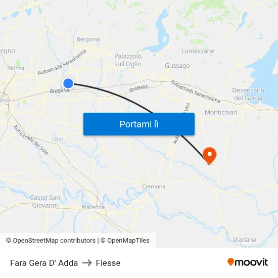Fara Gera D' Adda to Fiesse map