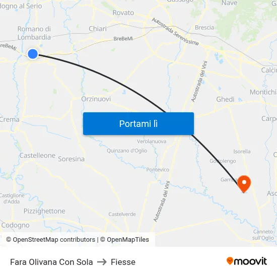 Fara Olivana Con Sola to Fiesse map
