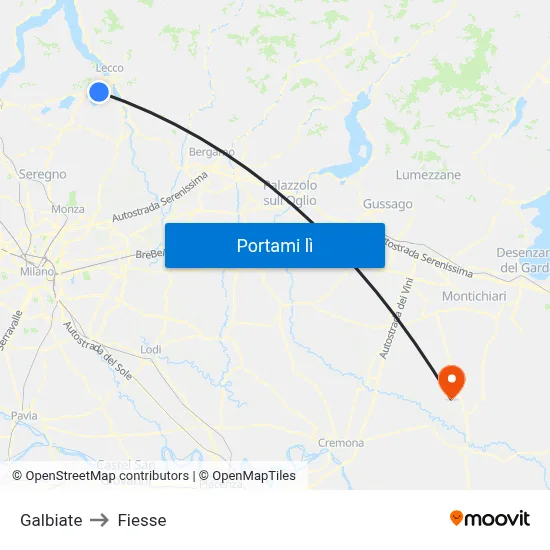 Galbiate to Fiesse map