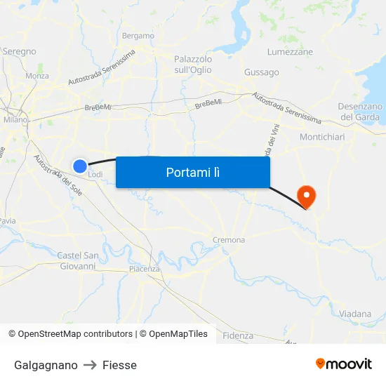 Galgagnano to Fiesse map
