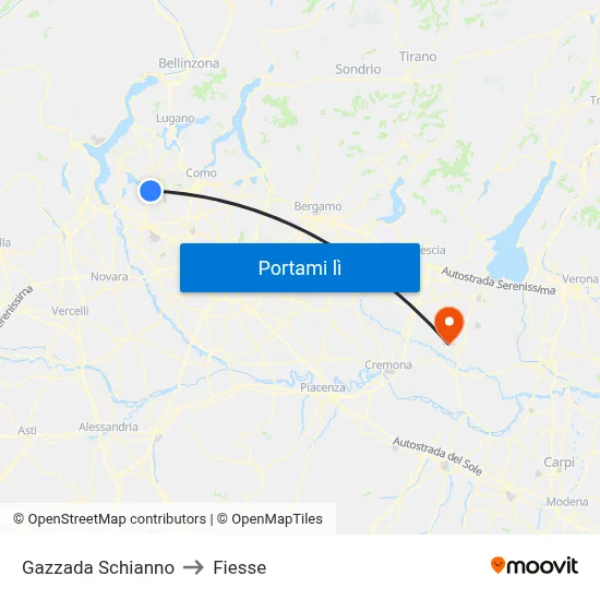Gazzada Schianno to Fiesse map