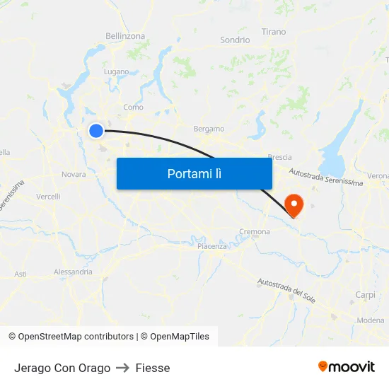 Jerago Con Orago to Fiesse map