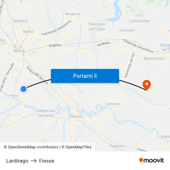 Lardirago to Fiesse map
