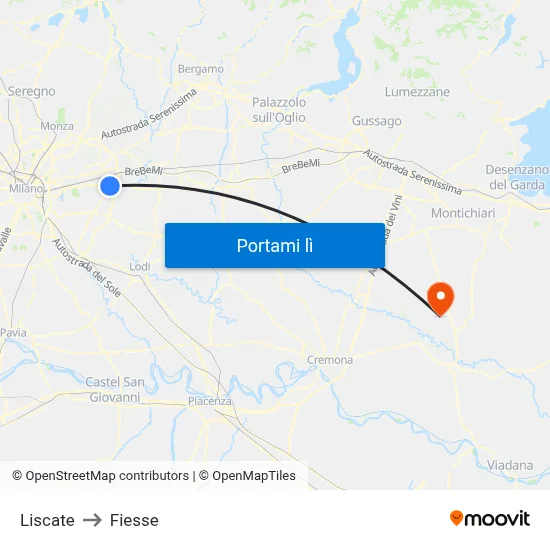 Liscate to Fiesse map
