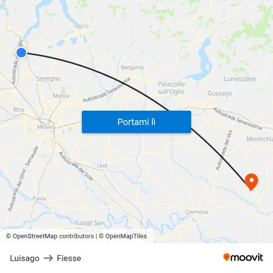 Luisago to Fiesse map