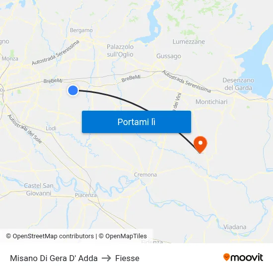 Misano Di Gera D' Adda to Fiesse map
