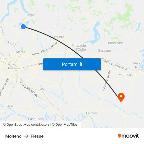 Molteno to Fiesse map