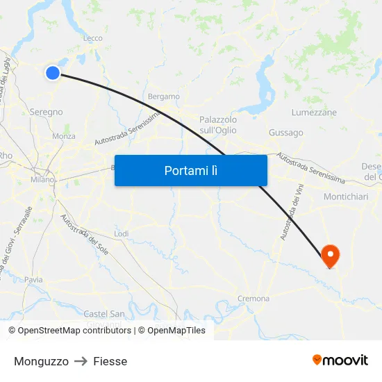 Monguzzo to Fiesse map
