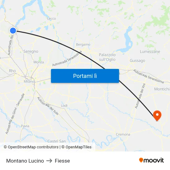 Montano Lucino to Fiesse map