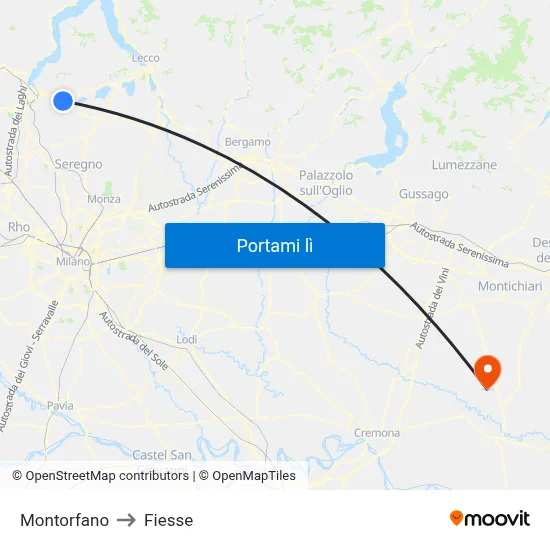 Montorfano to Fiesse map