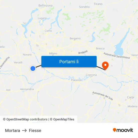 Mortara to Fiesse map