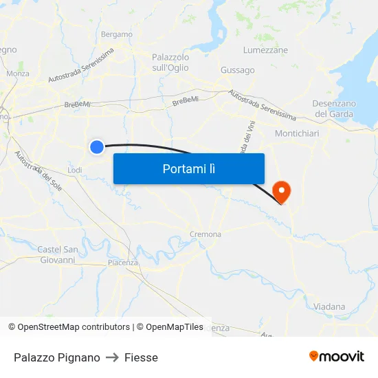 Palazzo Pignano to Fiesse map