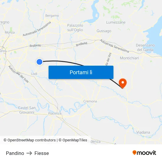 Pandino to Fiesse map