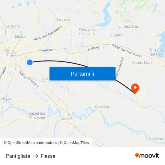 Pantigliate to Fiesse map