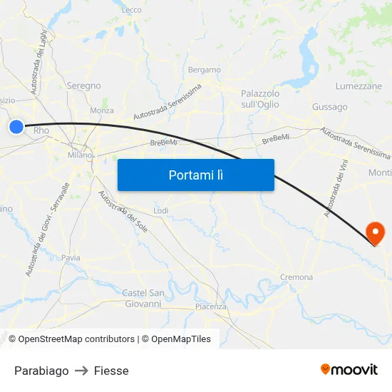 Parabiago to Fiesse map