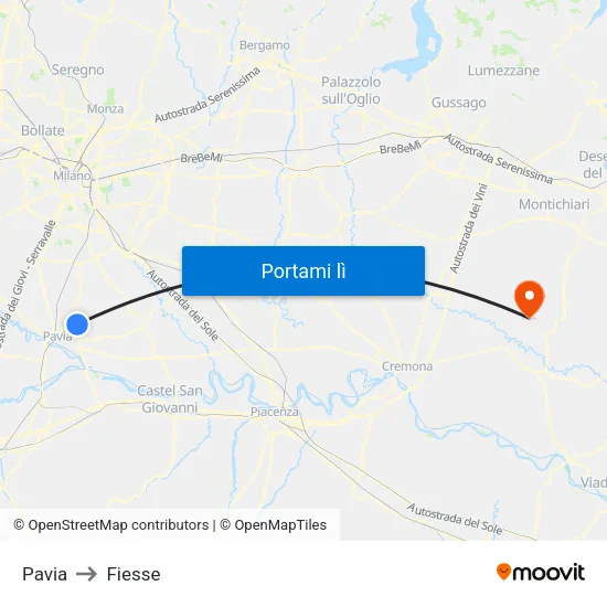 Pavia to Fiesse map