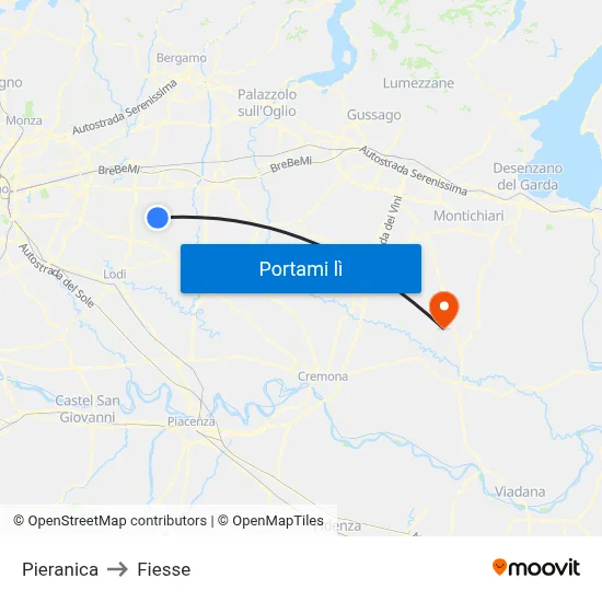 Pieranica to Fiesse map