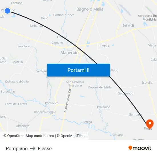 Pompiano to Fiesse map