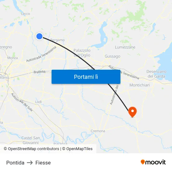 Pontida to Fiesse map