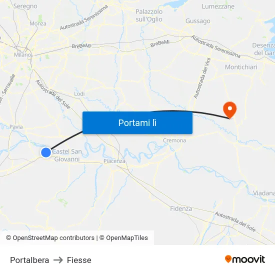 Portalbera to Fiesse map