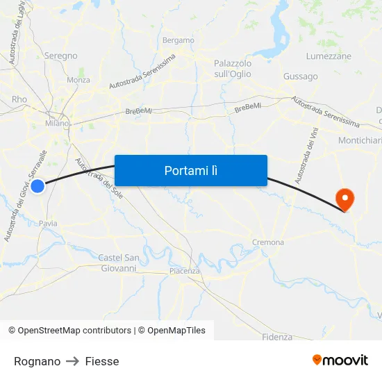 Rognano to Fiesse map