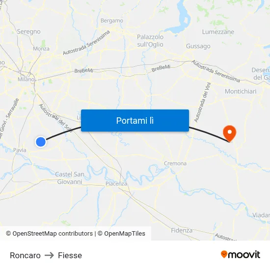 Roncaro to Fiesse map