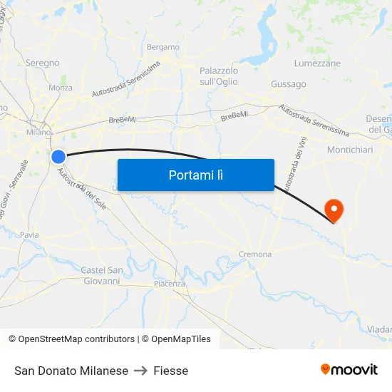San Donato Milanese to Fiesse map