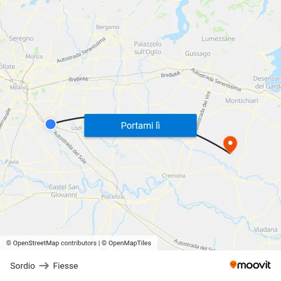 Sordio to Fiesse map